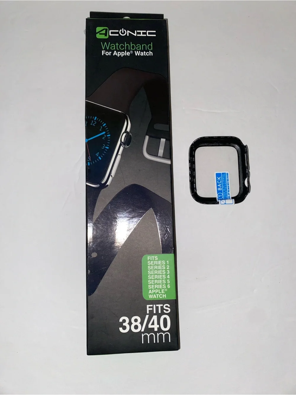 4-UNIC Watchband + Case for Apple Watch - Black Carbon Fiber 38/40mm